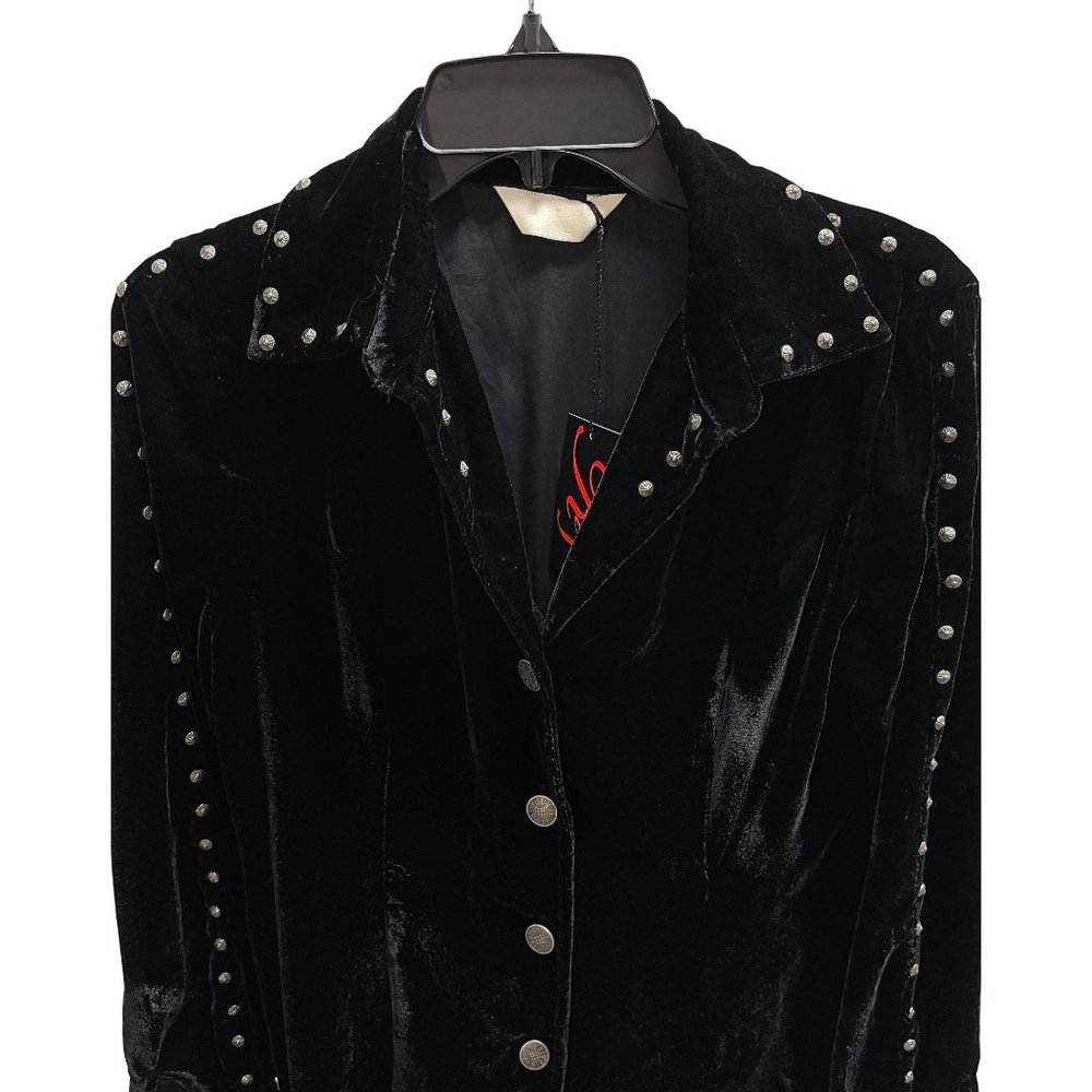 NEW Roja Black Velvet Long Sleeve Studded Dress Large - Picture 3 of 8